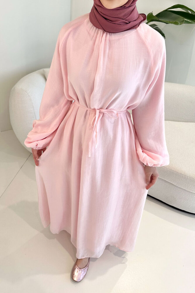 Biye Detaylı Elbise - Pembe - 5