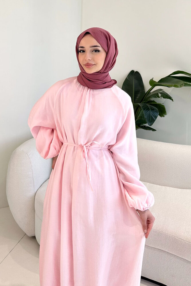 Biye Detaylı Elbise - Pembe - ENMA (1)