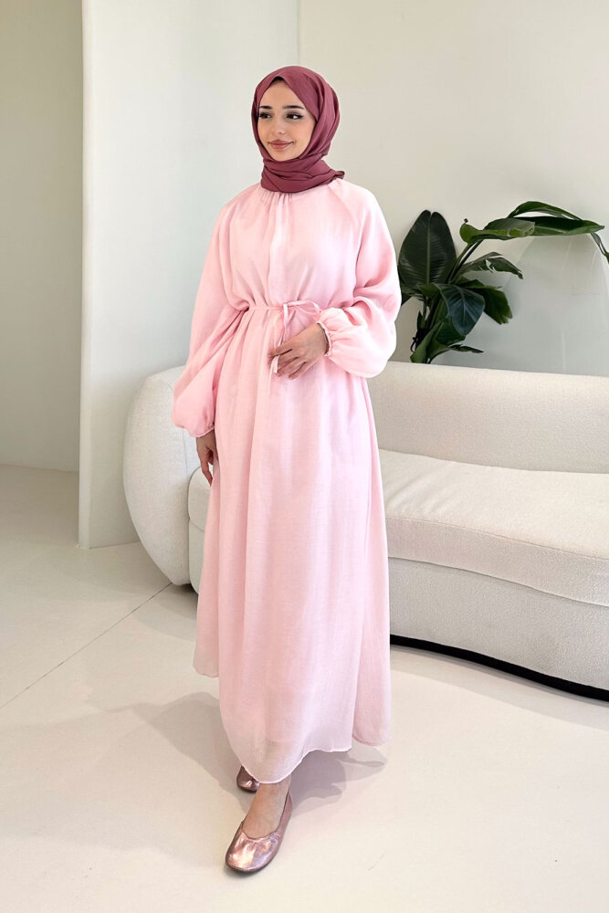 Biye Detaylı Elbise - Pembe - ENMA (3)