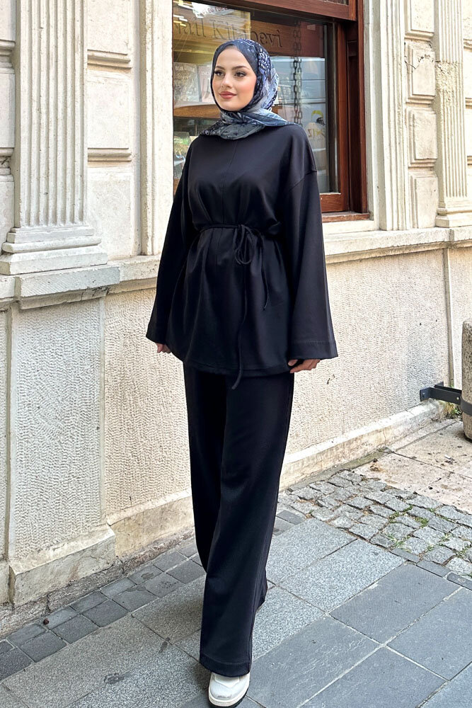 Bluzlu Biyeli Takım - Siyah - 6