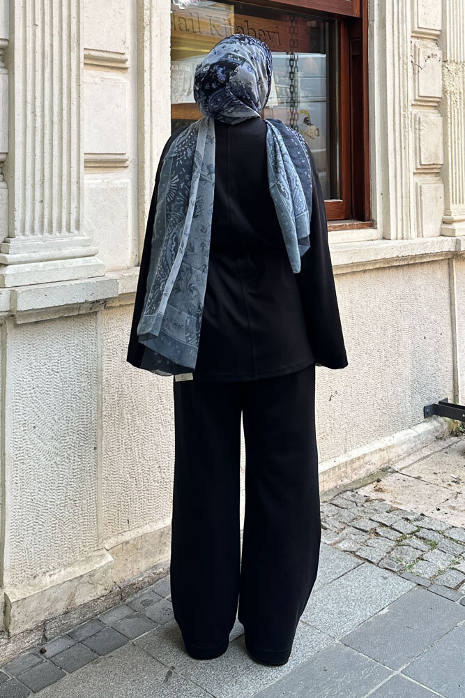 Bluzlu Biyeli Takım - Siyah - 7