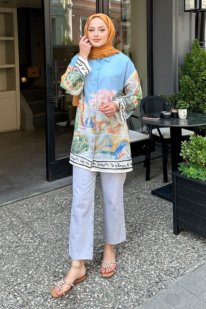 Bologna Keten Gömlek - Mavi - LİNE (3)