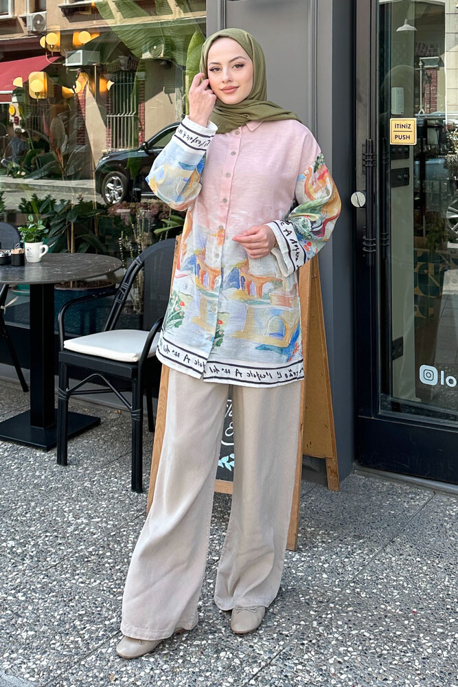 Bologna Keten Gömlek - Pudra - LİNE (5)