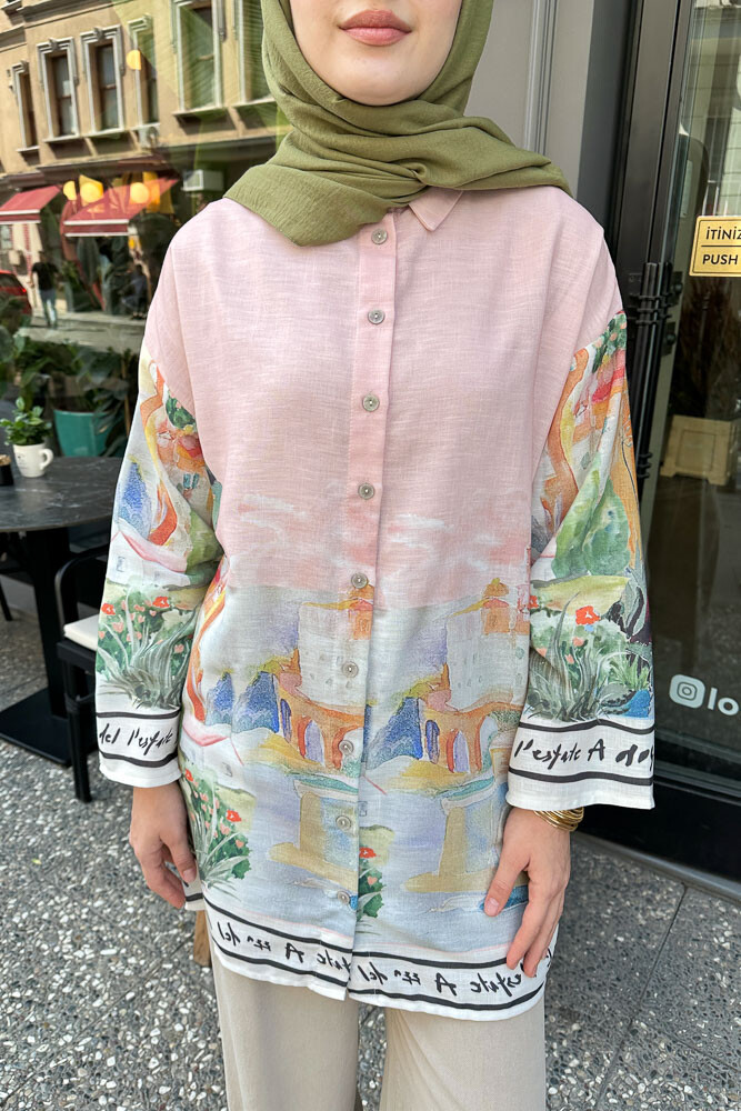 Bologna Keten Gömlek - Pudra - LİNE (4)