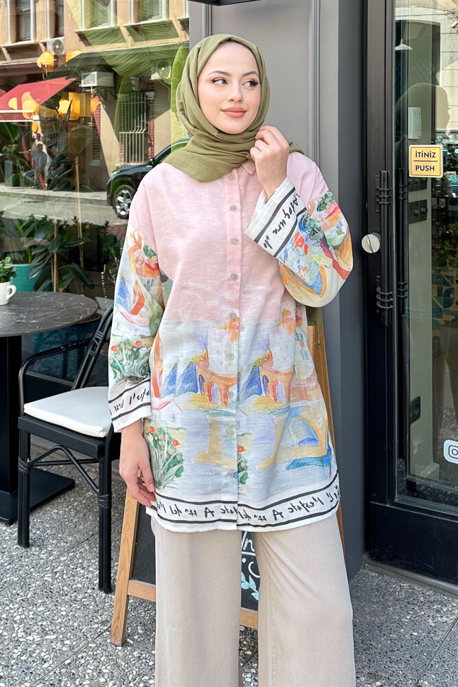 Bologna Keten Gömlek - Pudra - LİNE (2)