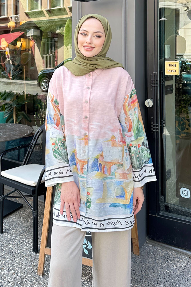 Bologna Keten Gömlek - Pudra - LİNE (1)