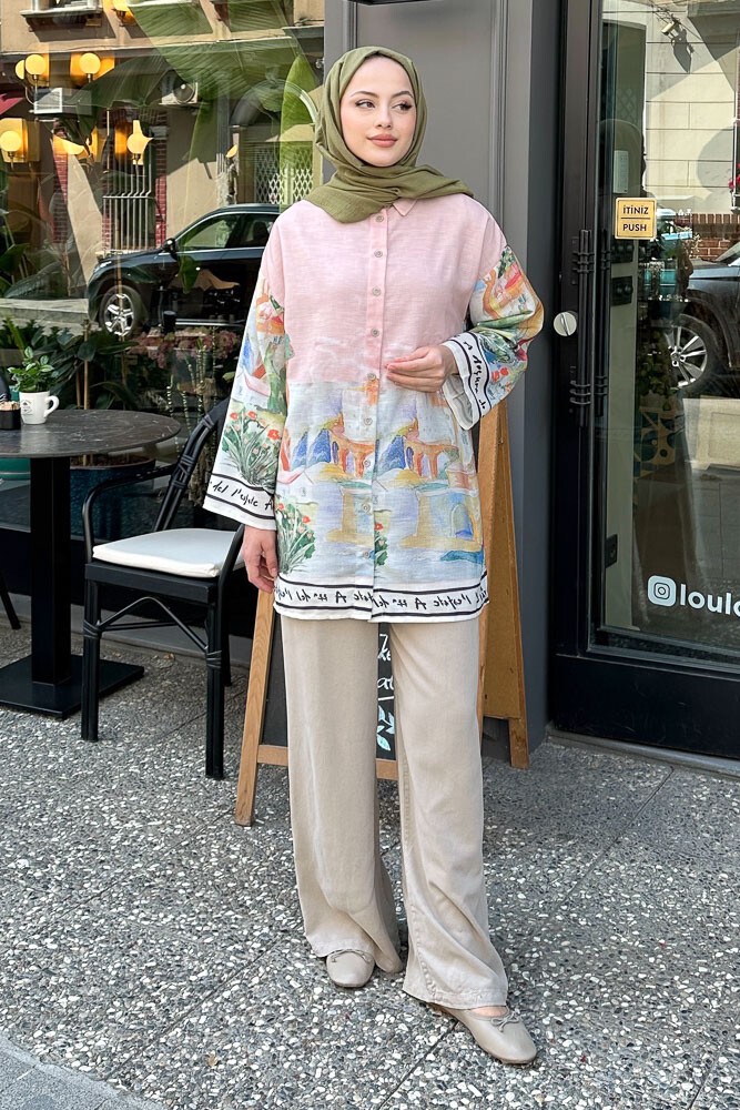 Bologna Keten Gömlek - Pudra - LİNE (3)