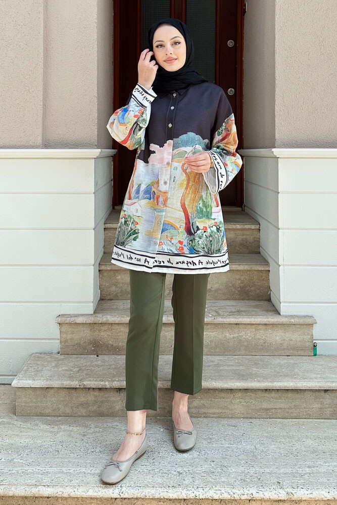 Bologna Keten Gömlek - Siyah - LİNE (1)