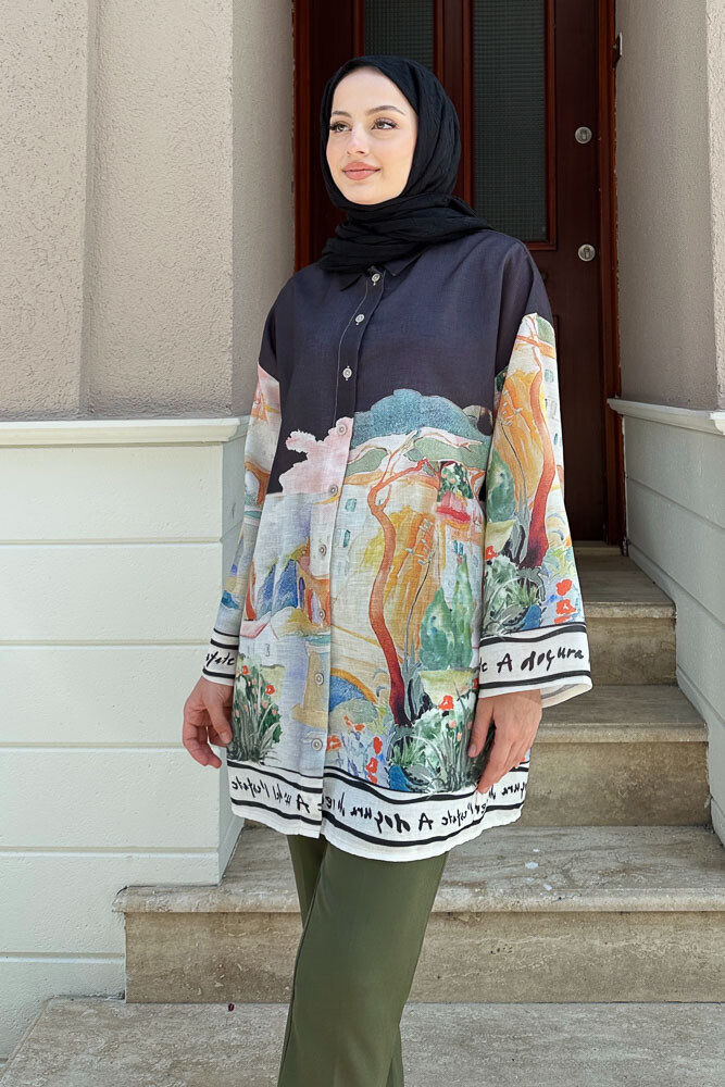 Bologna Keten Gömlek - Siyah - LİNE (4)