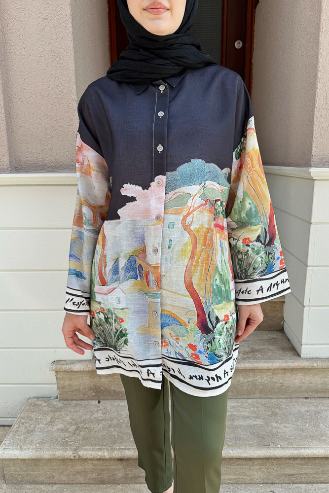 Bologna Keten Gömlek - Siyah - LİNE (2)