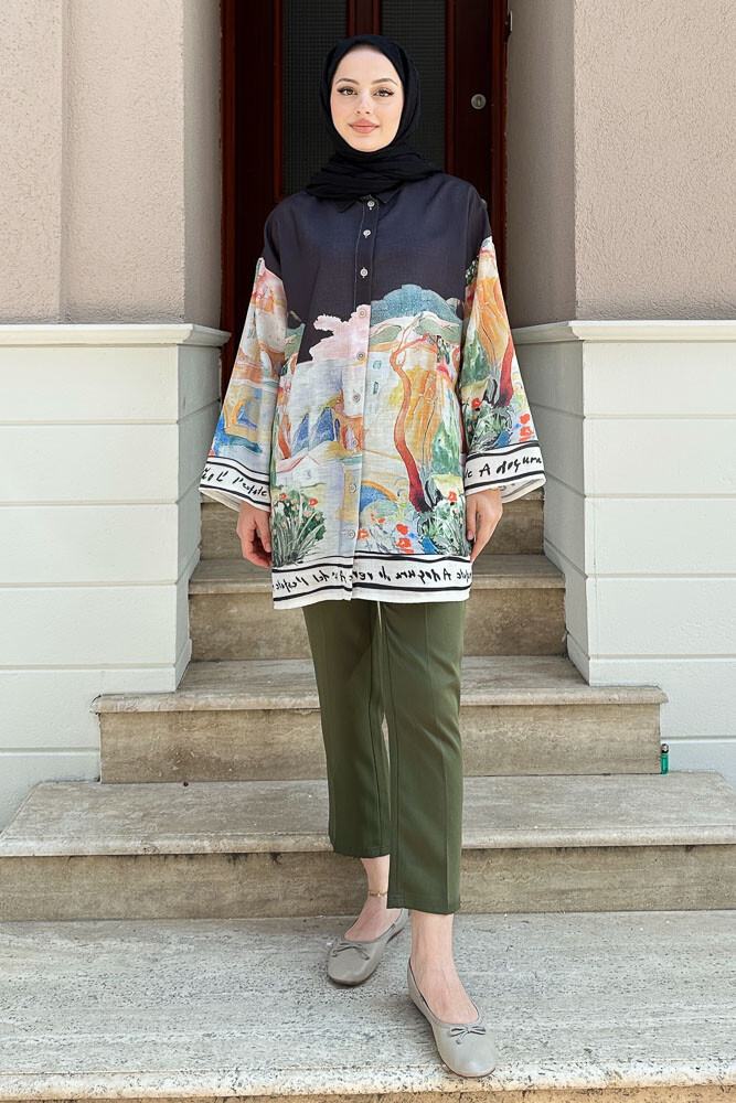 Bologna Keten Gömlek - Siyah - LİNE (5)