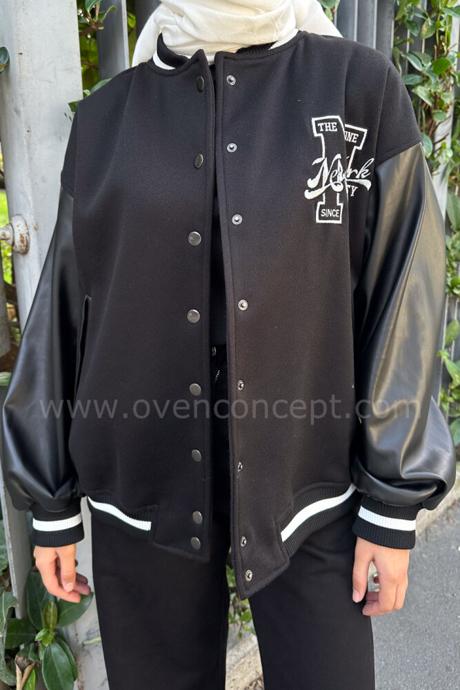 Bomber Kolej Ceket - Siyah - HENZA (3)
