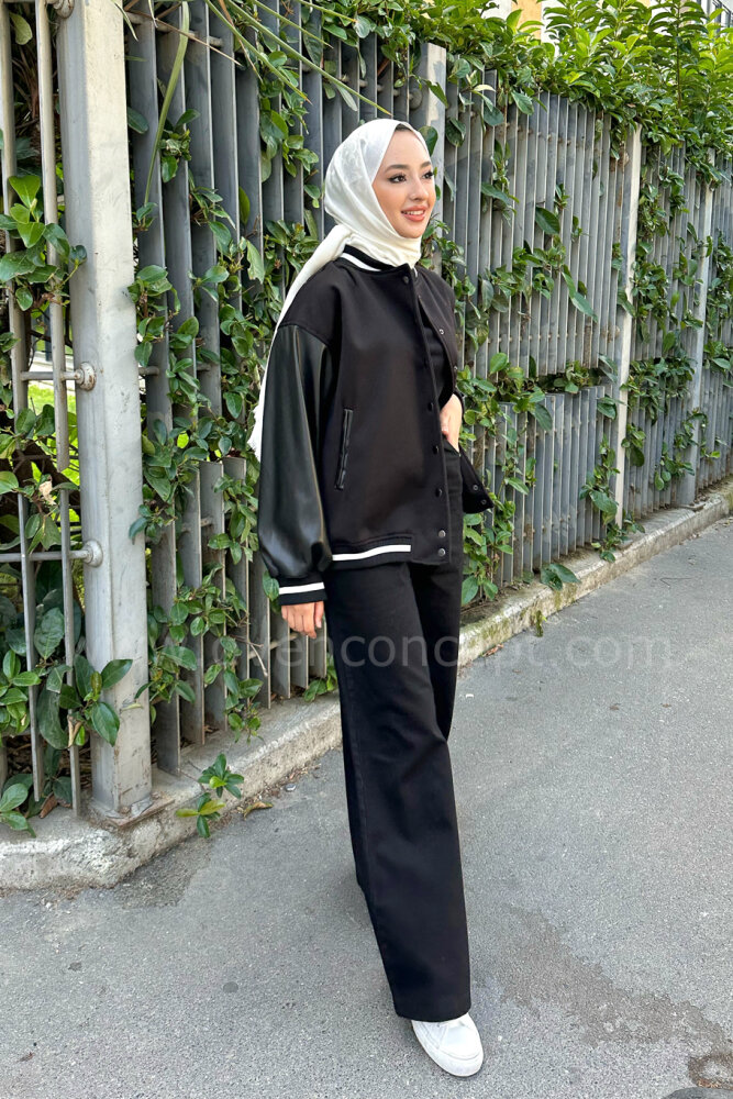 Bomber Kolej Ceket - Siyah - 5