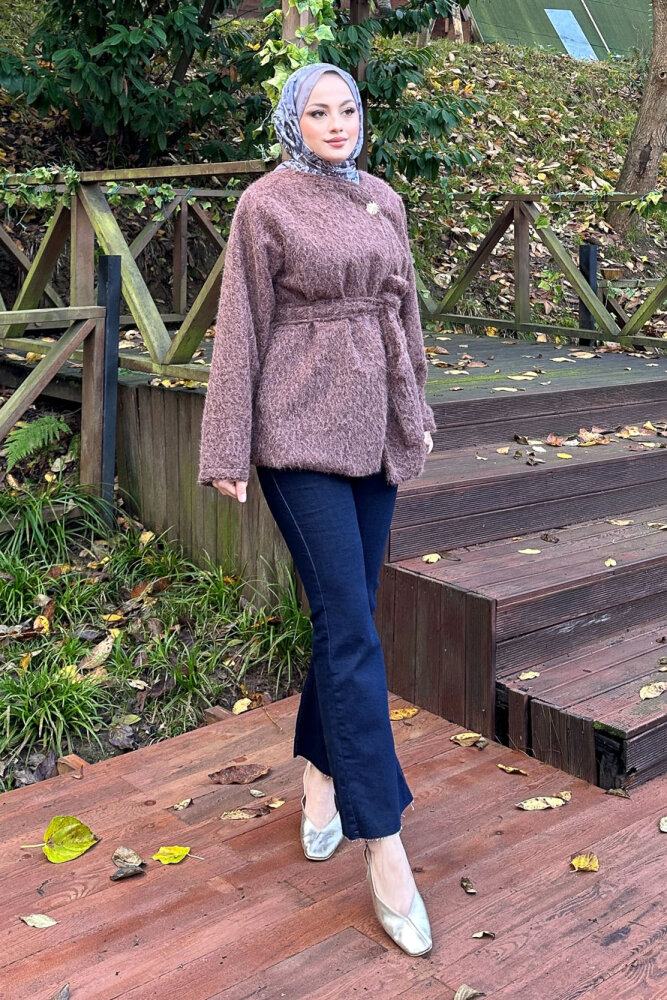 Breezee Peluş Ceket - Kahverengi - 2