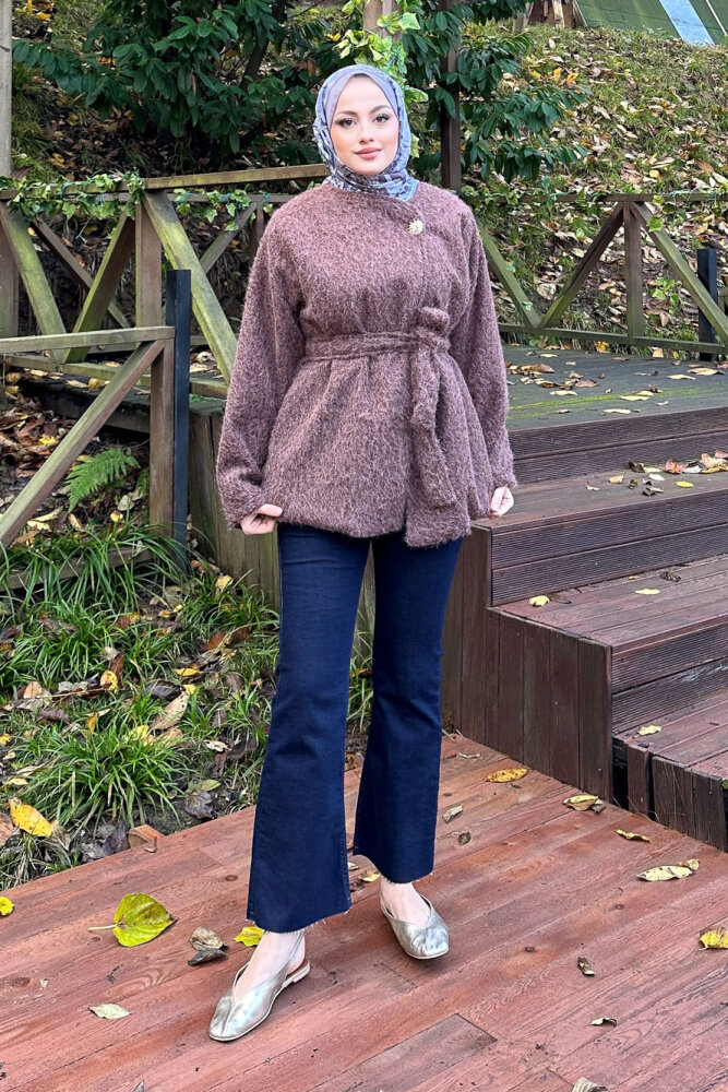 Breezee Peluş Ceket - Kahverengi - 1