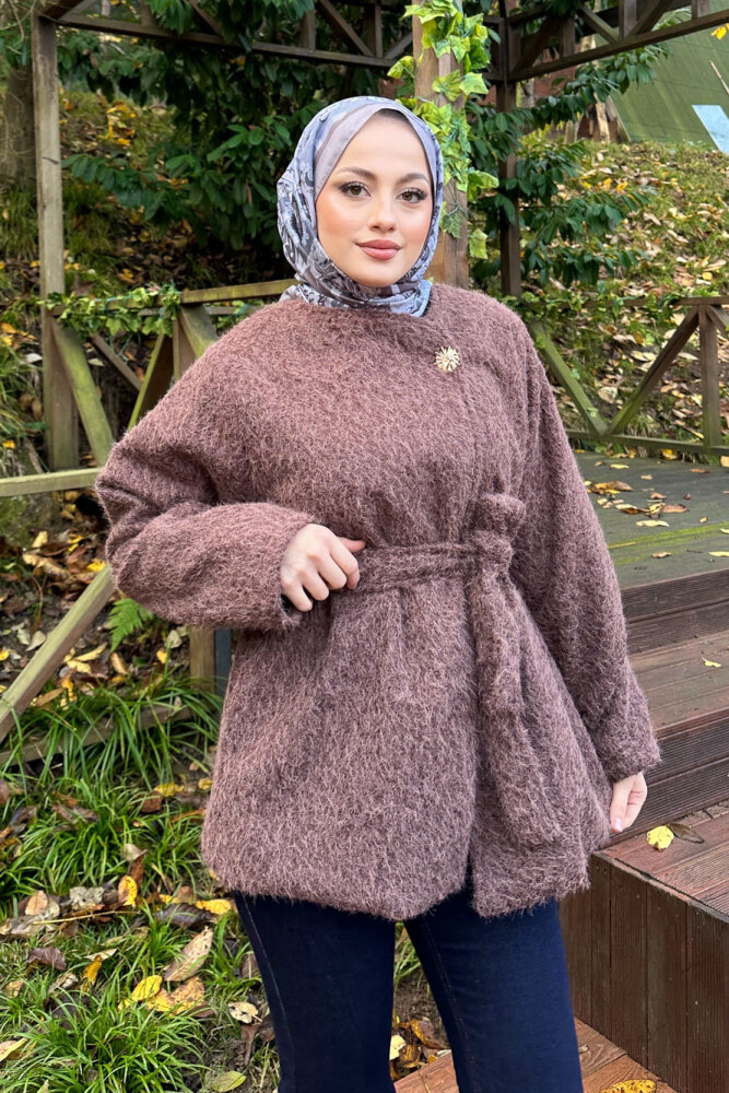 Breezee Peluş Ceket - Kahverengi - 8