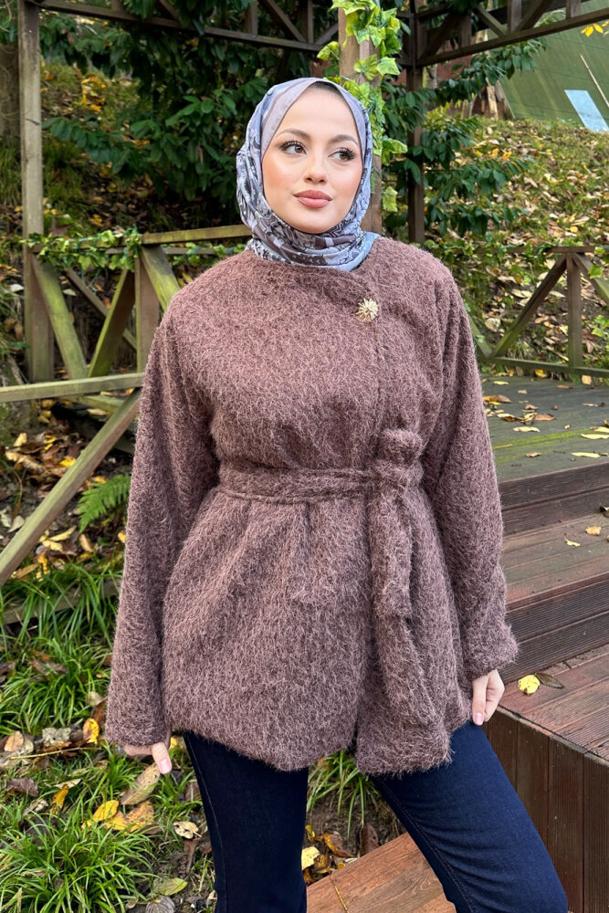 Breezee Peluş Ceket - Kahverengi - 3