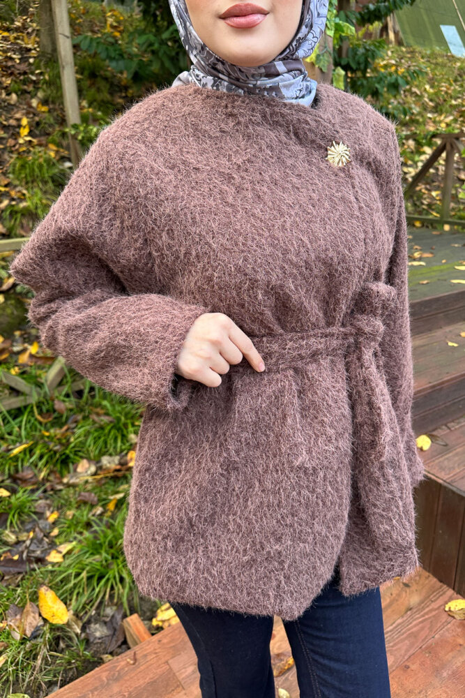 Breezee Peluş Ceket - Kahverengi - 7