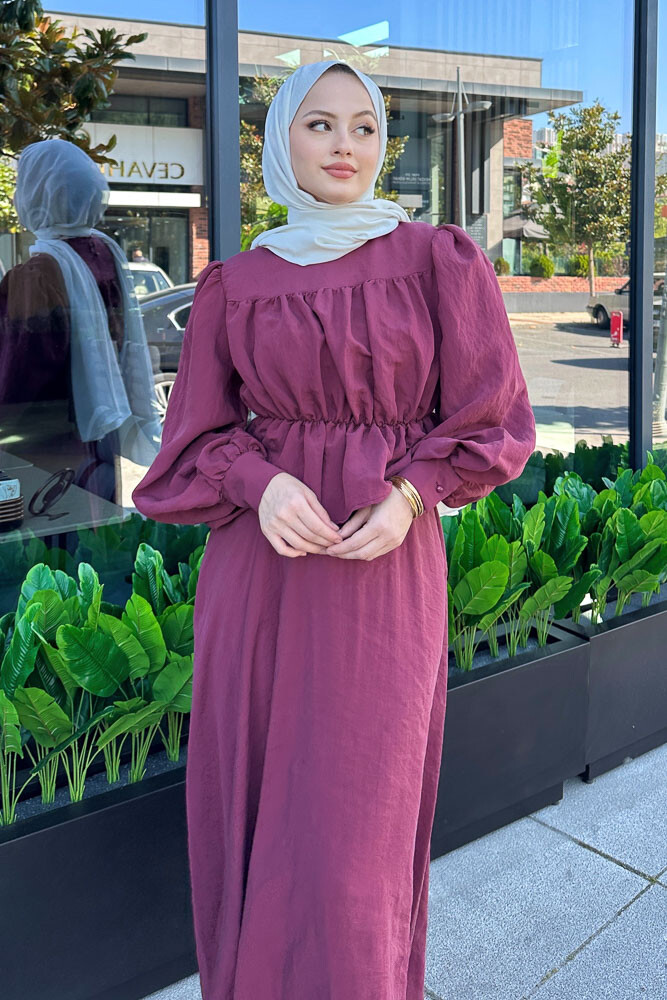 Büzgülü Bluzlu Etek Takım - Bordo - 4