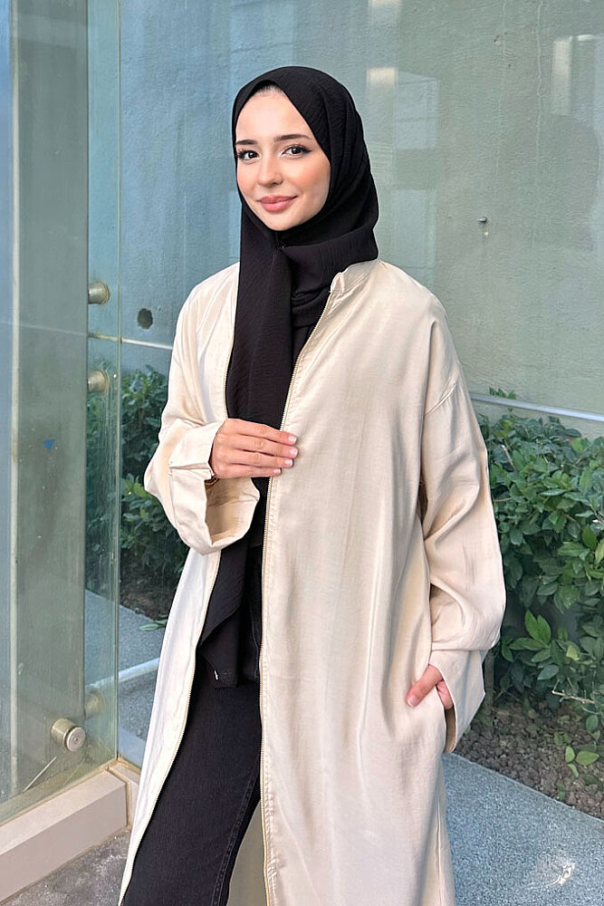 Callen Bağcıklı Fermuarlı Tunik - Bej - ENMA (2)