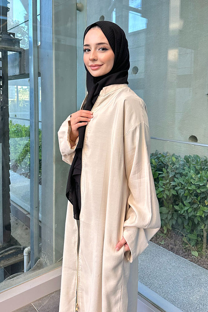Callen Bağcıklı Fermuarlı Tunik - Bej - 5