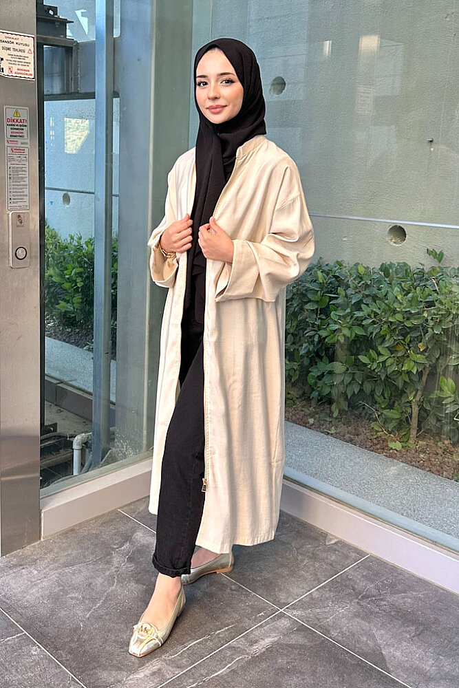 Callen Bağcıklı Fermuarlı Tunik - Bej - 6