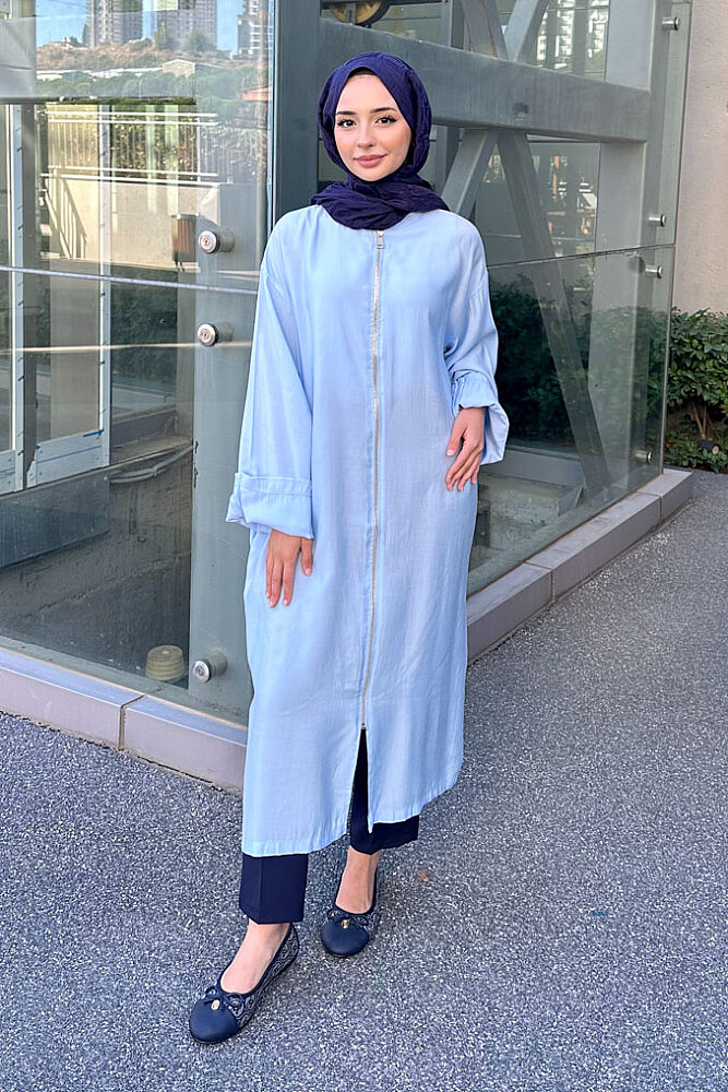 Callen Bağcıklı Fermuarlı Tunik - Mavi - ENMA (5)