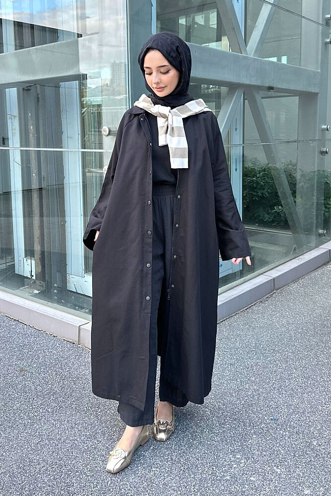 Camille Fermuarlı Kemerli Trençkot - Siyah - ENMA (0)