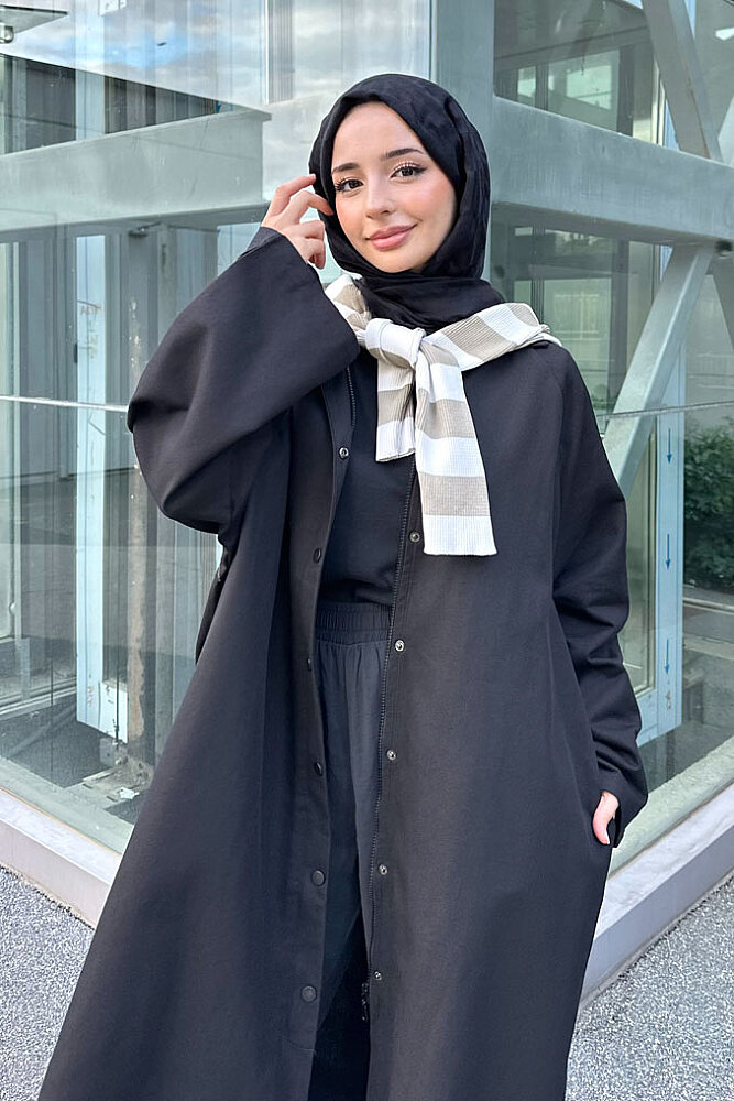 Camille Fermuarlı Kemerli Trençkot - Siyah - ENMA (4)