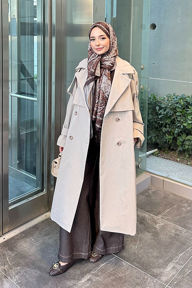Carys Kruvaze Pelerin Detaylı Trençkot - Bej - LİNE (0)