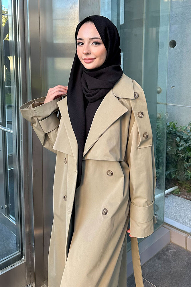 Carys Kruvaze Pelerin Detaylı Trençkot - Haki - LİNE (1)