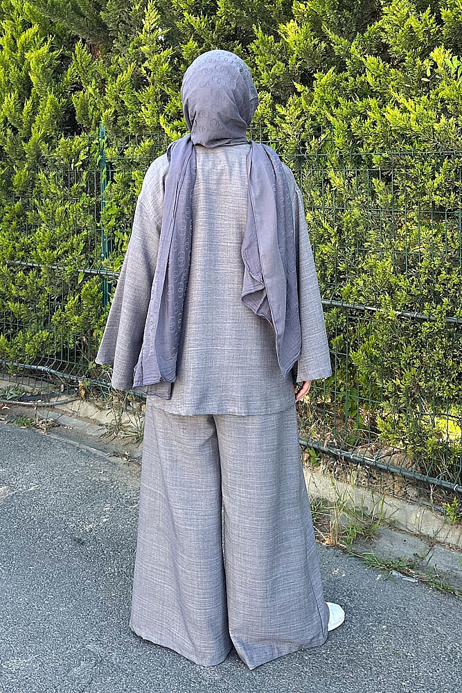 Ceketi Tek Düğmeli Pantolon Takım - Açık Gri - 8