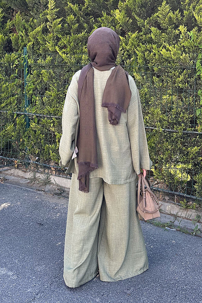 Ceketi Tek Düğmeli Pantolon Takım - Haki - QUB (4)