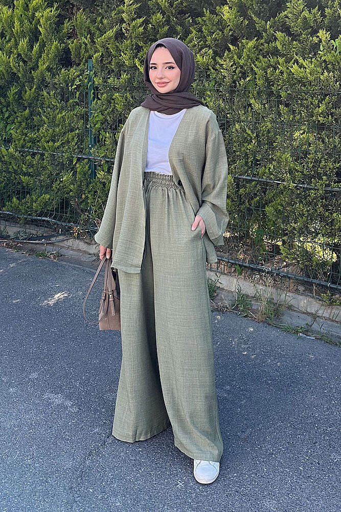 Ceketi Tek Düğmeli Pantolon Takım - Haki - 2