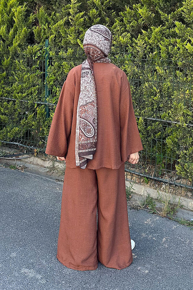 Ceketi Tek Düğmeli Pantolon Takım - Kahverengi - 5