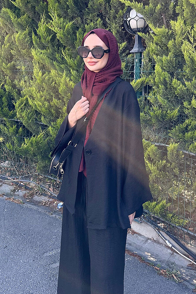 Ceketi Tek Düğmeli Pantolon Takım - Siyah - 4