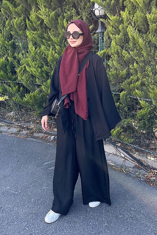 Ceketi Tek Düğmeli Pantolon Takım - Siyah - 3