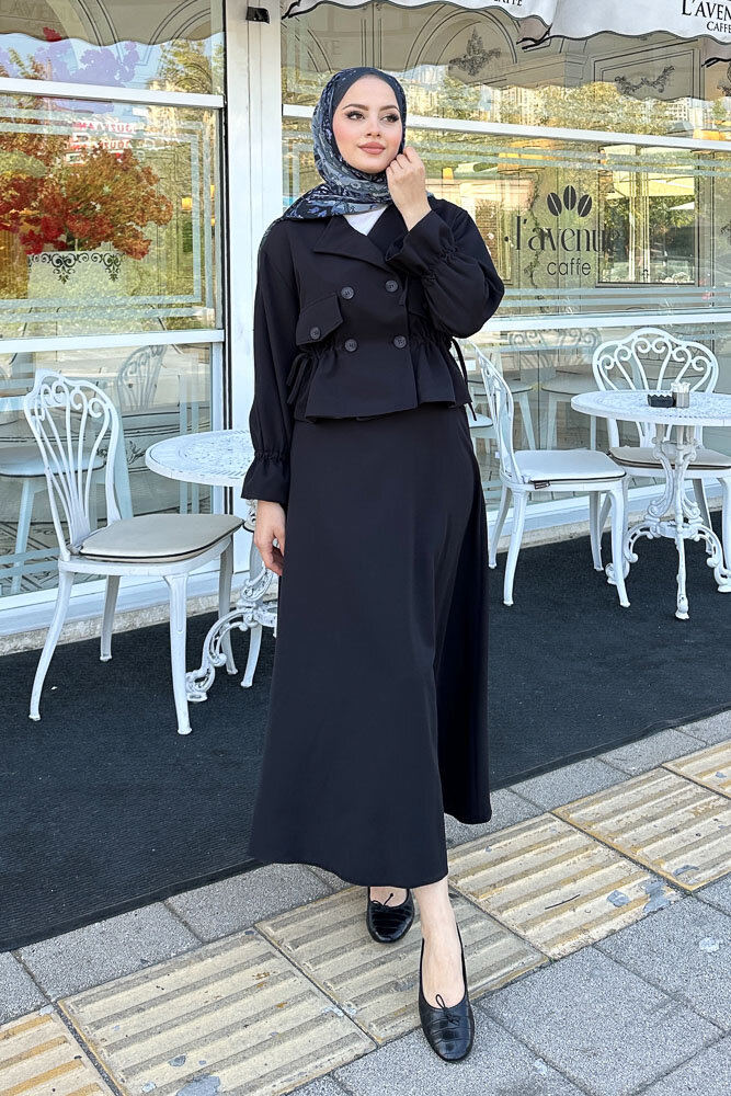 Cep Detaylı Etek Takım - Siyah - LİNE (3)