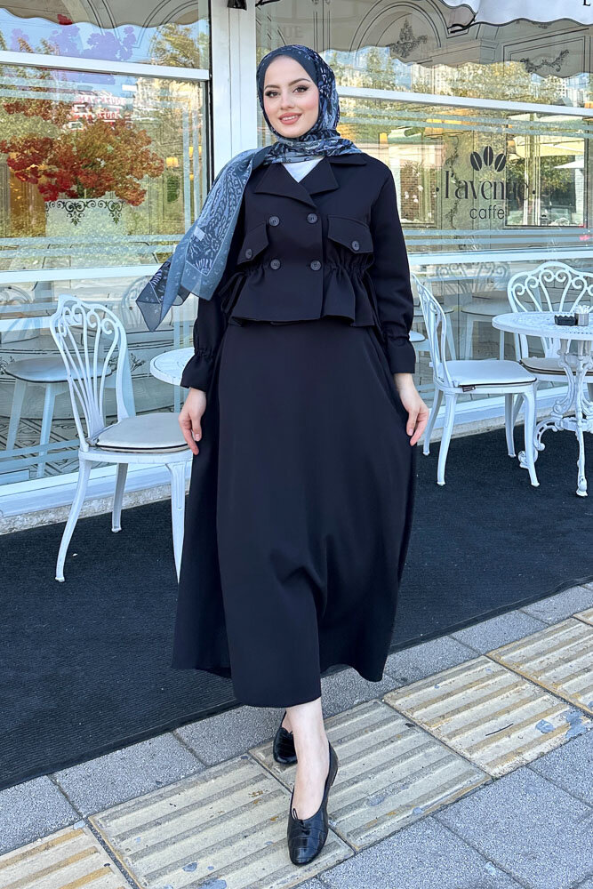 Cep Detaylı Etek Takım - Siyah - LİNE (5)