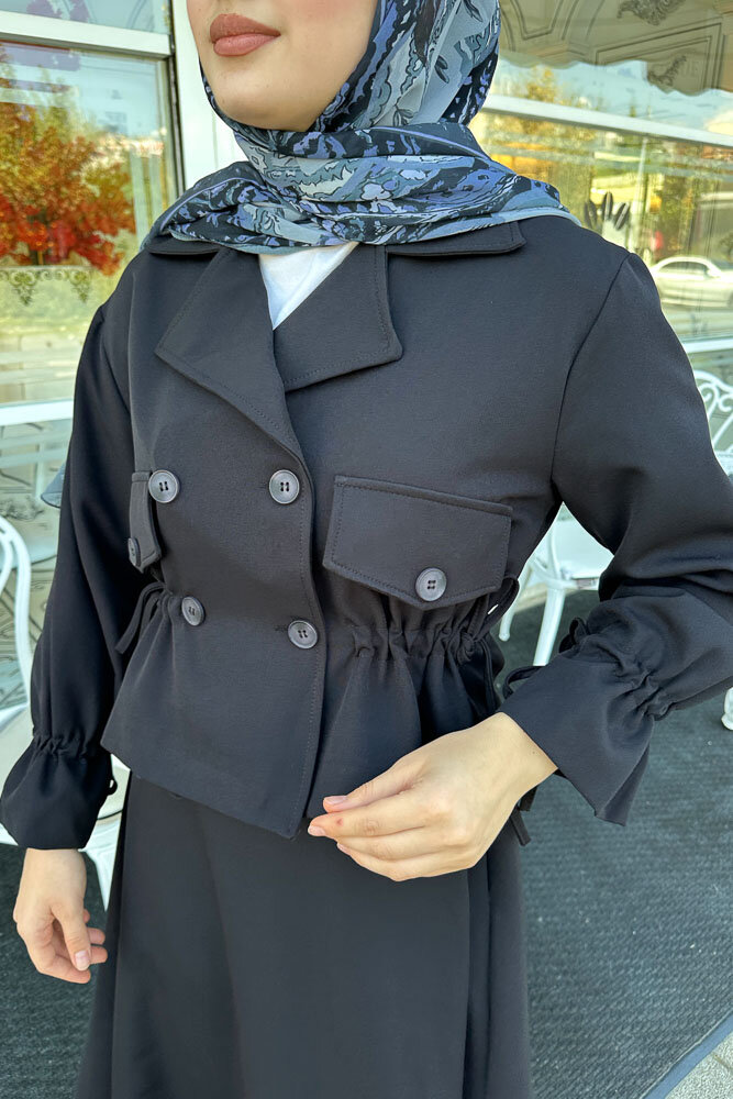 Cep Detaylı Etek Takım - Siyah - LİNE (1)