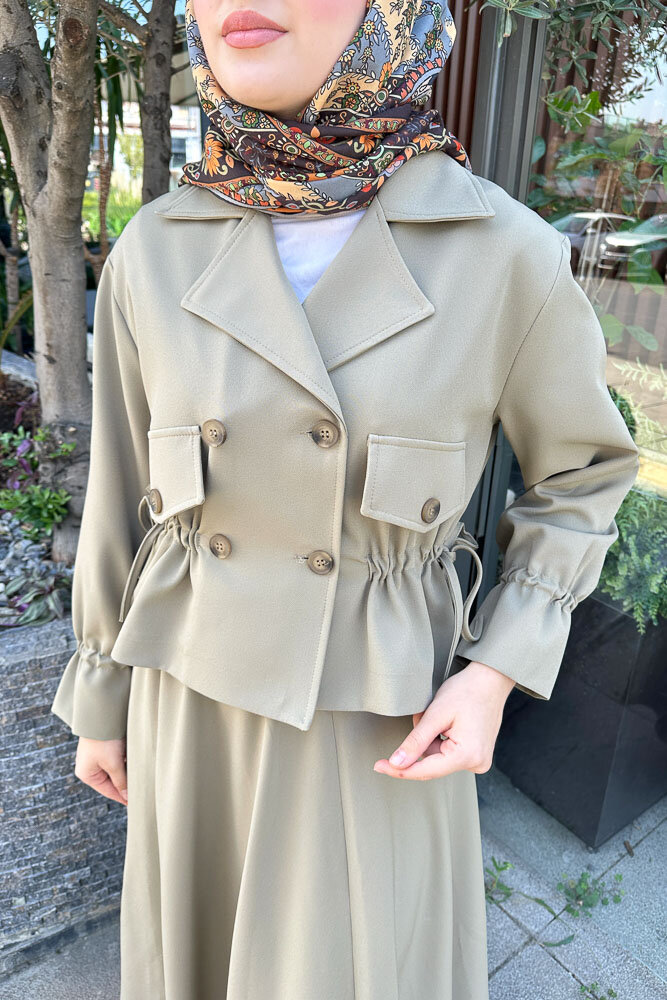 Cep Detaylı Etek Takım - Vizon - LİNE (2)