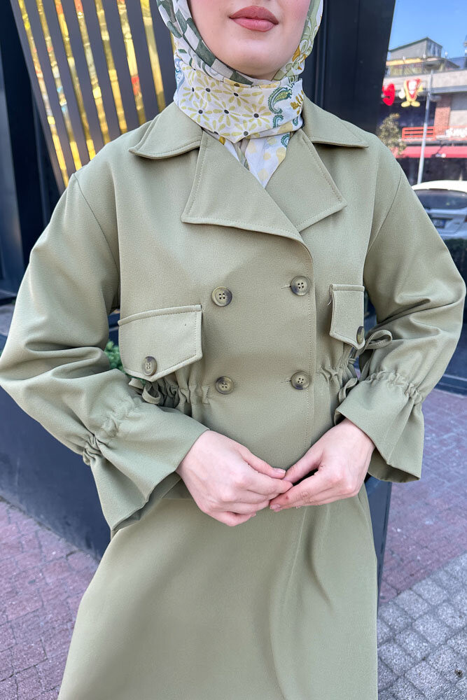 Cep Detaylı Etek Takım - Yağ Yeşili - LİNE (2)