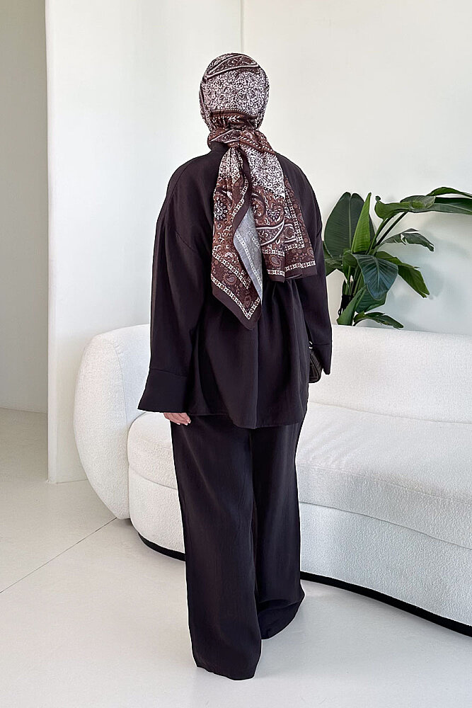 Cepli Bağcık Detaylı Pantolon Takım - Kahverengi - 8