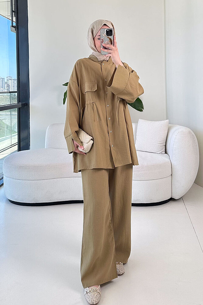 Cepli Bağcık Detaylı Pantolon Takım - Yağ Yeşili - ENMA (3)