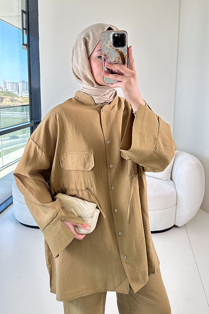 Cepli Bağcık Detaylı Pantolon Takım - Yağ Yeşili - 7