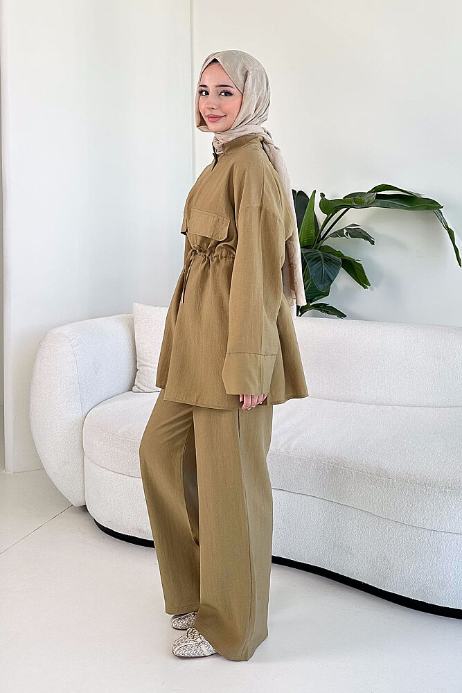 Cepli Bağcık Detaylı Pantolon Takım - Yağ Yeşili - ENMA (5)