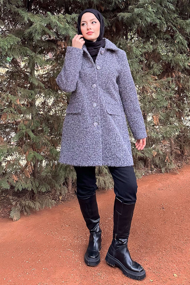 Cepli Düğmeli Kaban - Antrasit - İKOL (5)