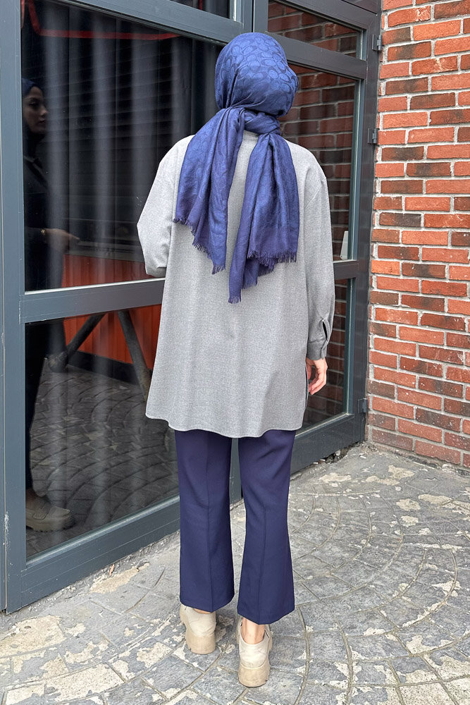 Cepli Düz Gömlek - Gri - PUANE (7)