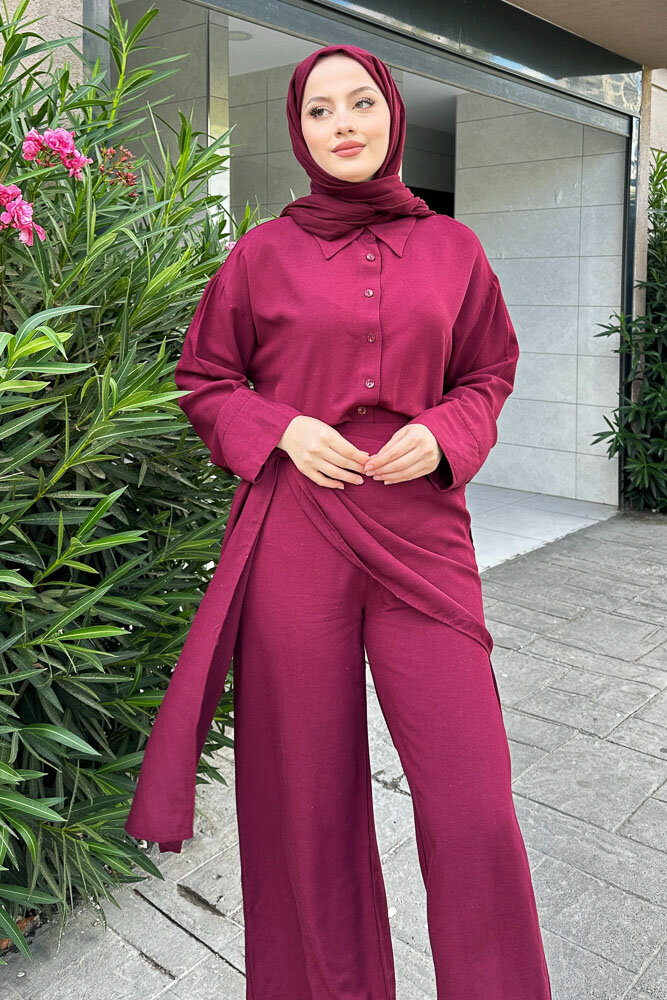 Chiara Kemer Detaylı Takım - Bordo - 3