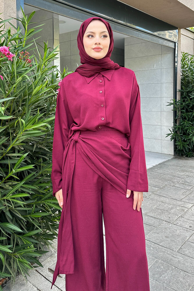 Chiara Kemer Detaylı Takım - Bordo - 5